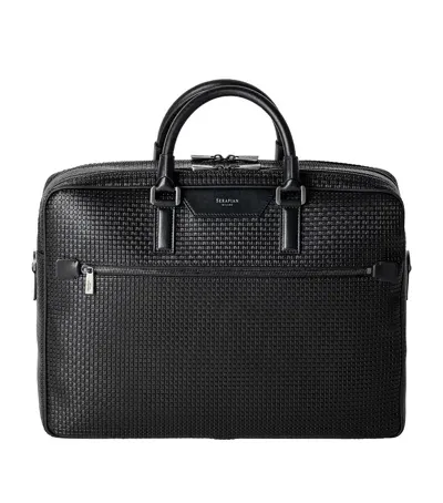 Serapian Coated Canvas-leather Briefcase In Black