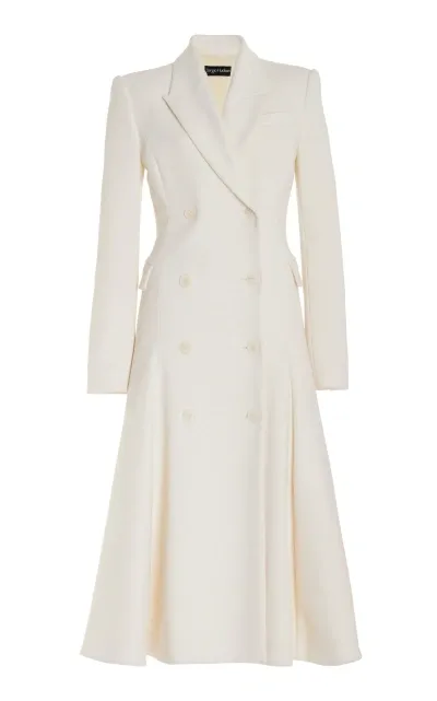 Sergio Hudson Double-breasted Wool Midi Coat Dress In White