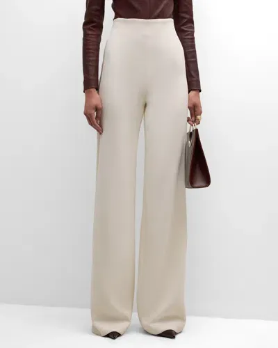 Sergio Hudson Wool Crepe Satin Tuxedo Pants In Snow