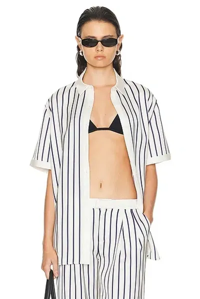 Ser.o.ya Women's Davey Button Down Shirt In Navy Ivory Stripe