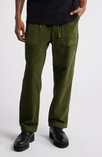 Service Works Drawstring Waist Cotton Corduroy Chef Pants In Olive