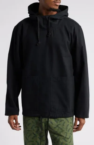 Service Works Herringbone Market Smock Hoodie In Black