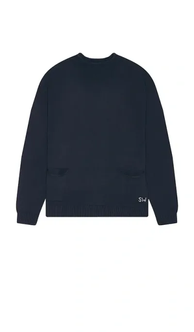 Service Works Mock Smock Sweater In Navy