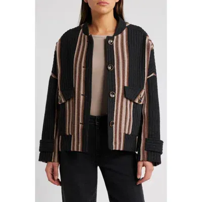 Sessun Sessùn Yaletown Rib Wool Blend Jacket In Granits