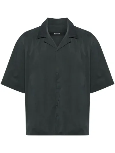 Seventh Magnetic-fastening Camp-collar Shirt In Grey