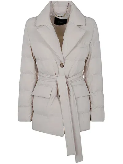 Seventy Revers Short Down Jacket With Belt In White