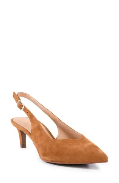 Seychelles Candlelight Slingback Pointed Toe Kitten Heel Pump In Tan