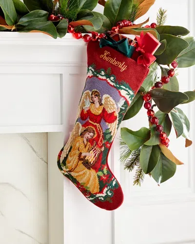 Sferra Personalized Two Angel Stocking, 19" In Multi