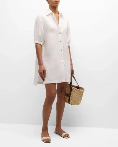 Shan Lina Linen Shirtdress In White