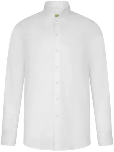 Shanghai Tang Band-collar Shirt In White