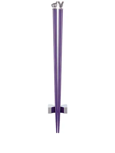 Shanghai Tang Chinese Zodiac Rabbit Chopsticks In Purple