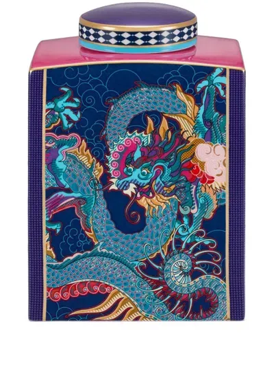 Shanghai Tang Medium Vivid Dragon Fine Bone China Jar In Purple