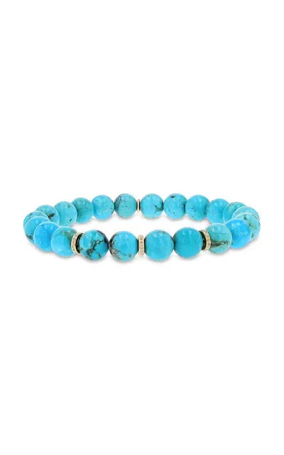 Sheryl Lowe 14k Yellow Gold Diamond And Turquoise Bracelet