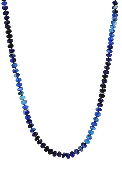 Sheryl Lowe Afghanite Sterling Silver Necklace In Blue