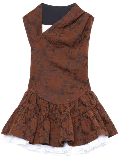 Shushu-tong Layered Bubble Dress In Brown