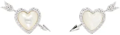 Shushu-tong Silver Yvmin Edition Shell Heart Arrow Earrings In White