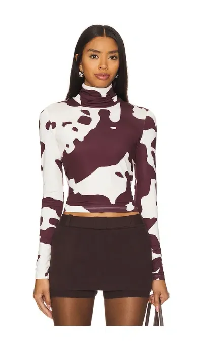 Siedres Cody Long Sleeve Turtleneck Top In Burgundy