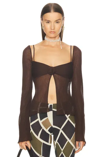 Siedres Dens Long Sleeve Top In Brown