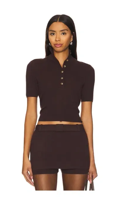 Siedres Nidas Short Sleeve Knit Top In Brown