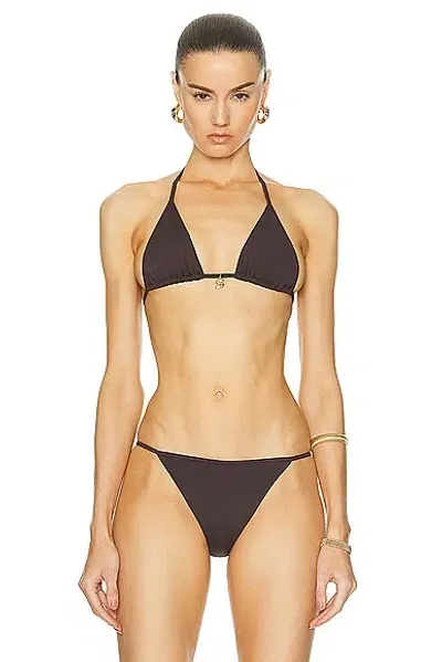 Siedres Verty Triangle Bikini Top In Brown