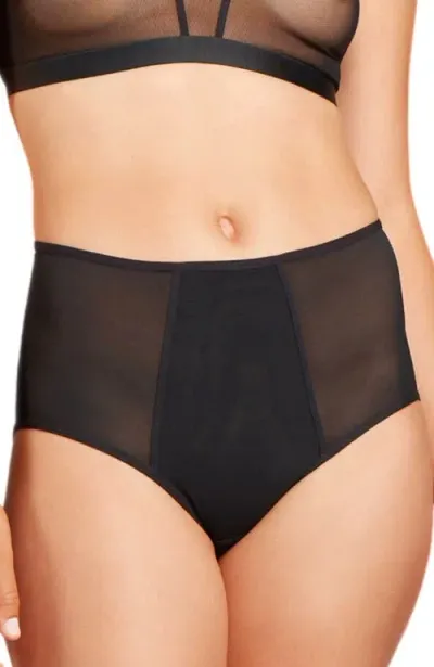 Siella Power Mesh High Waist Brief In Black