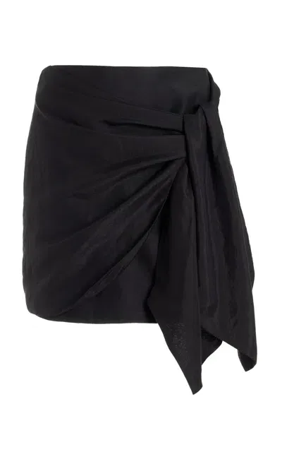 Significant Other Celeste Linen-blend Mini Skirt In Black