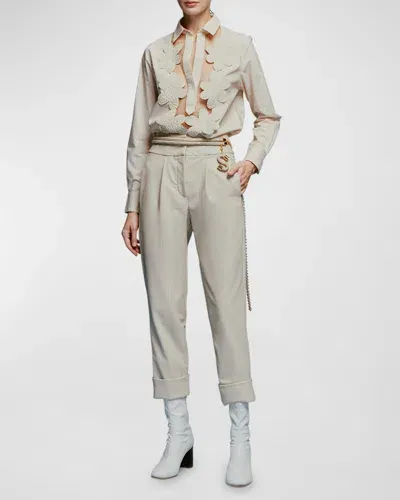 Silvia Tcherassi Moad Faux Leather Straight-leg Ankle Pants In Cream