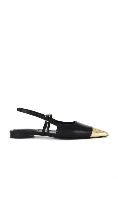 Simkhai Ada Leather Mini Buckle Flat In Black & Gold