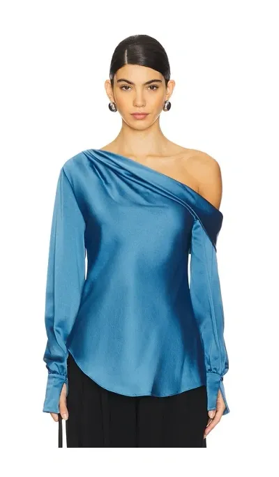 Simkhai Alice One Shoulder Top In Blue