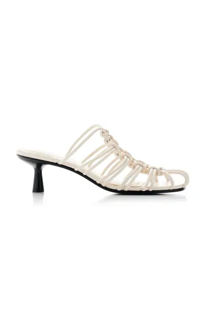 Simkhai Braided Leather Mules In White