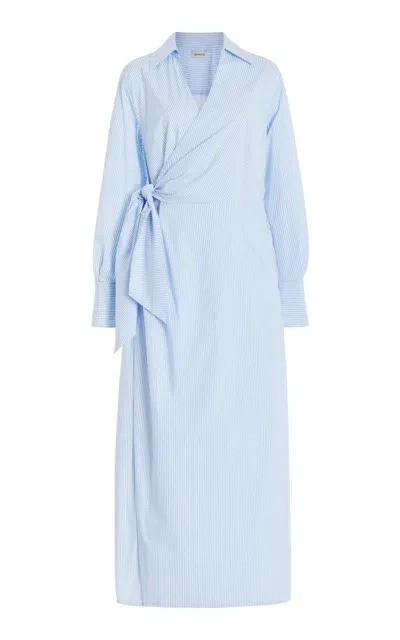 Simkhai Briar Wrap-effect Cotton-blend Midi Dress In Blue