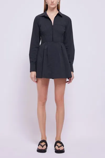 Simkhai Carolyn Long Sleeve Bustier Mini Dress In Black In Blue