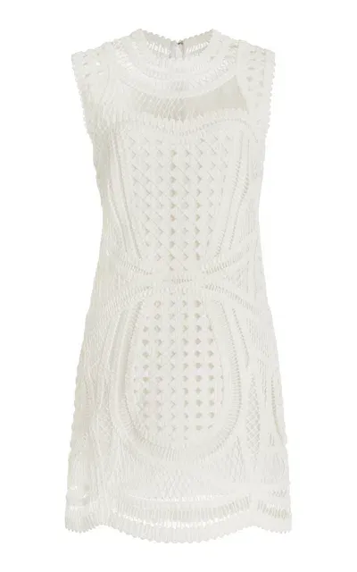 Simkhai Coen Open Knit Mini Dress In White