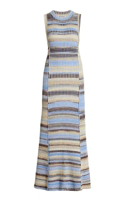 Simkhai Fairfax Ribbed-knit Maxi Dress In Blue