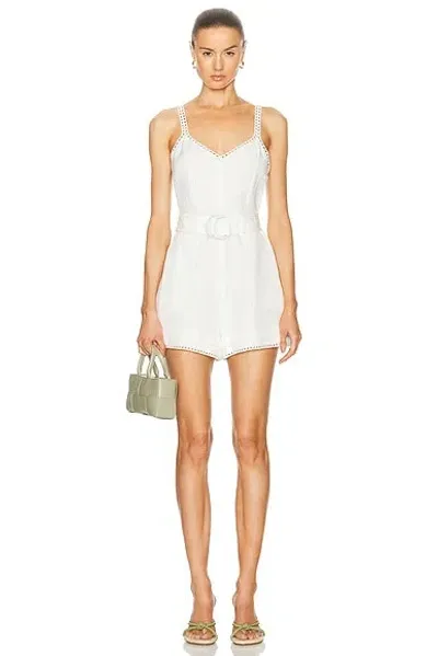 Simkhai Holloway V-neck Romper With Belt In White