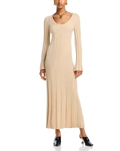 Simkhai Kogan Ribbed Cashmere Dress In Sand Melange