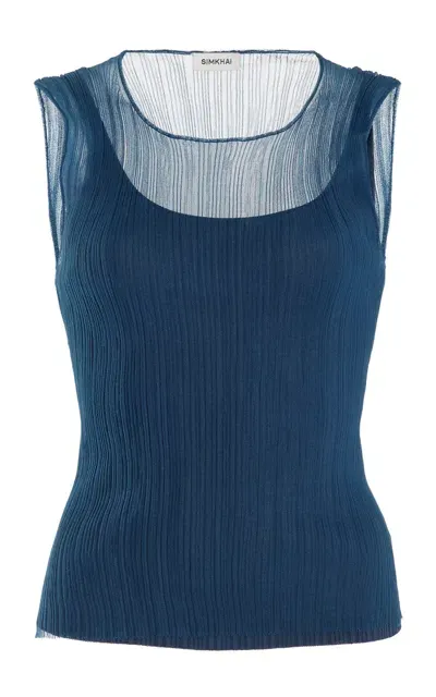 Simkhai Oakley Bralette Tank Top In Blue