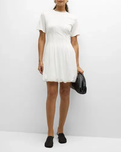 Simkhai Pearson Short-sleeve Bubble-hem Mini Dress In White