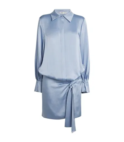 Simkhai Satin Larson Shirt Dress In Blue