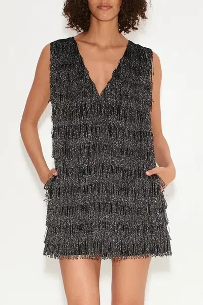 Simon Miller Fountain Fringe Mini Dress In Black