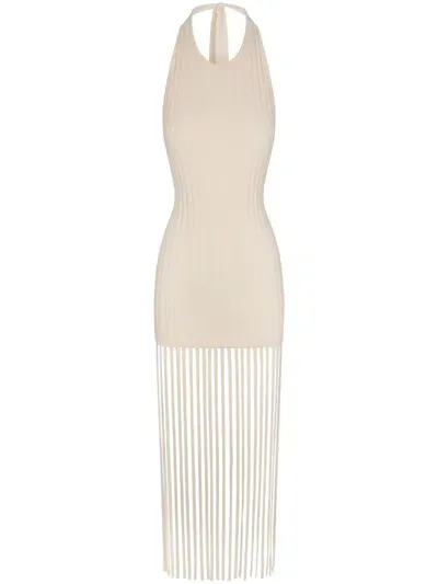 Simon Miller Junjo Fringed Knit Dress In White