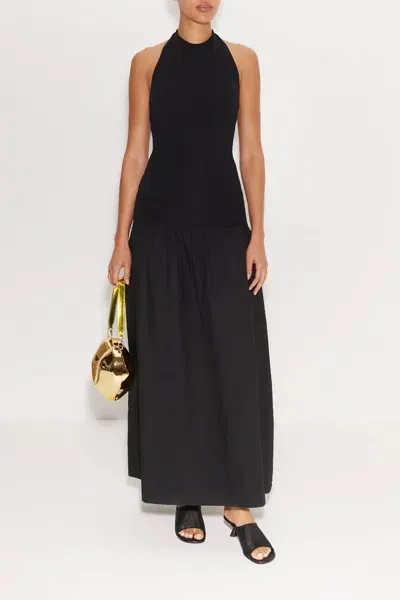 Simon Miller Junjo Knit & Poplin Maxi Dress In Black