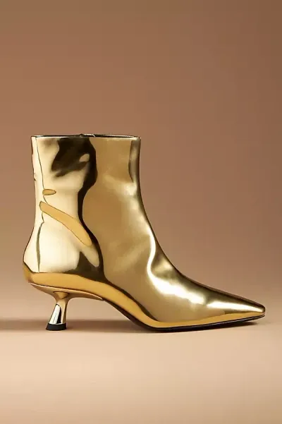 Simon Miller Kuki Chrome Heeled Ankle Boots In Gold