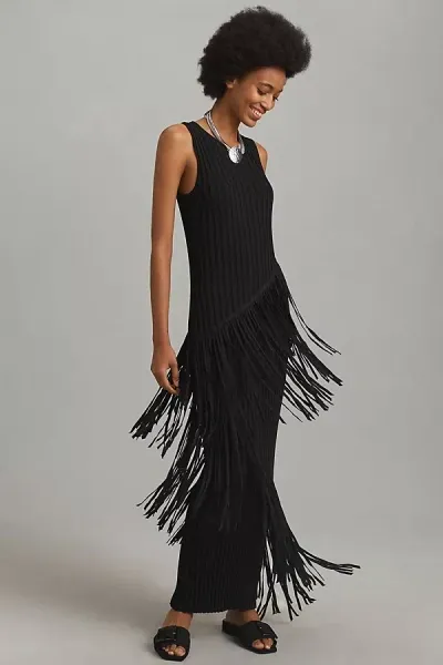 Simon Miller Spiral Knit Midi Dress In Black