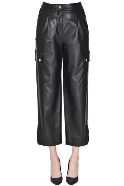 Simona Corsellini Eco-leather Cargo Trousers In Black