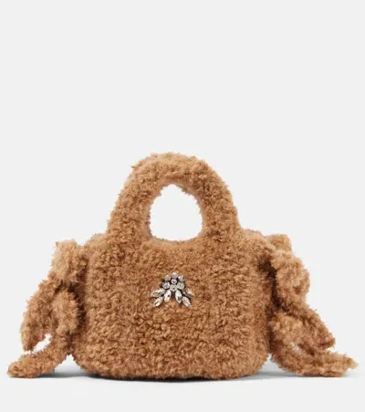 Simone Rocha Baby Egg Teddy Tote Bag In Brown