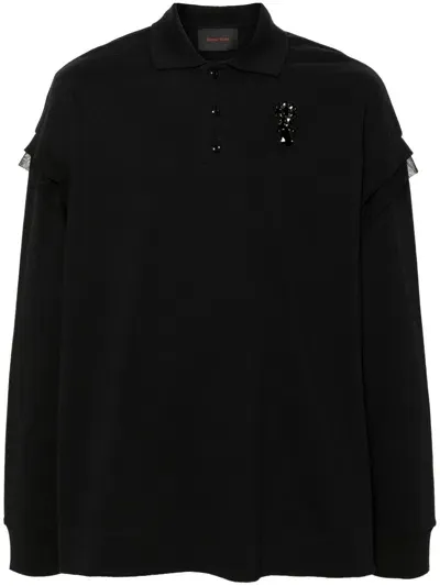 Simone Rocha Crystal-embellished Cotton Polo Shirt In White