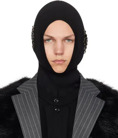 Simone Rocha Black Pointed Merino Silk Knit Balaclava