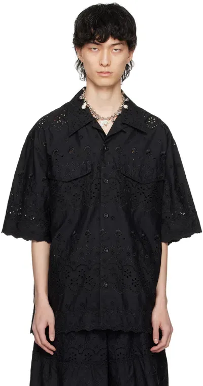 Simone Rocha Black Relaxed Shirt In Black/black