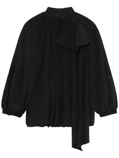 Simone Rocha Bow Detailing Draped Blouse In Black